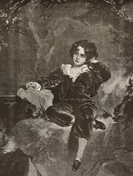 Portræt af Master Lambton som dreng, Charles William Lambton, the Red Boy, gravering fra et maleri af Thomas Lawrence fra L
