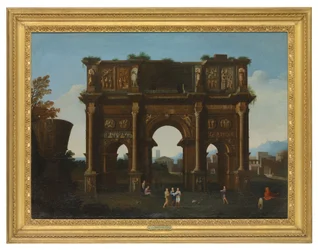 En arkitektonisk capriccio med Konstantins bue (olie på lærred)