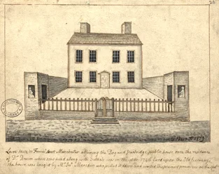 Levers House, Manchester, 1819 (pen og blæk og vask på papir)