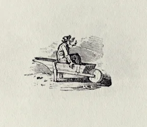 En mand i en trillebør fra "History of British Birds and Quadrupeds", udgivet i 1815 (sw-stik)