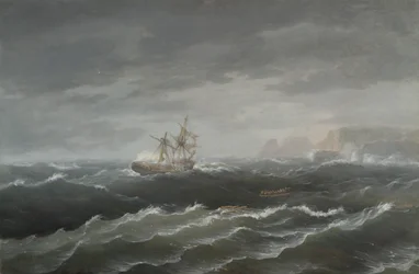 Forlis nær en klippekyst