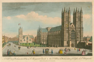 En sydlig udsigt over Westminster Abbey og St Margaret