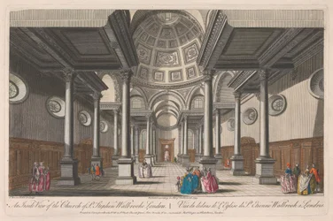 Et indvendigt billede af Church of St. Stephen, Walbrooke, London