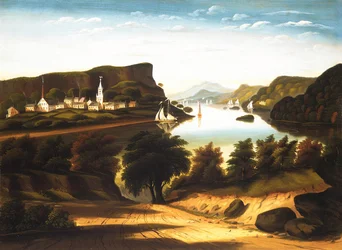 Lake George og landsbyen Caldwell, ca. 1850