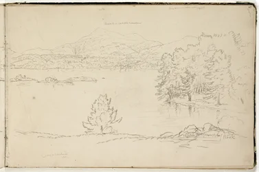 Hoosick eller Saddle Mountain and Lake nær Pittsfield, ca. 1832 (blyant på offwhite papir) (se også 3525969)