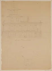 Side elevation af foreslået villa ved Catskill