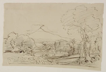 Vulkan, sø, figurjagt, 1846-47 (pen & blæk med blyant på papir)