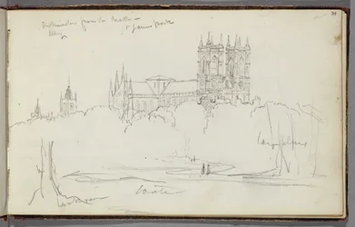 Westminster Abbey from the North, St. James Park, c.1830 (pencil on paper)