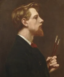 Selvportræt med to firkantede børster, ca. 1880