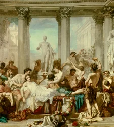 Detalje af: Romerne i dekadencen, maleri af Thomas Couture (1815-1879)