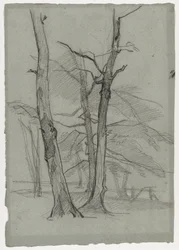Landskabsstudie med træer, ca. 1870-1875.