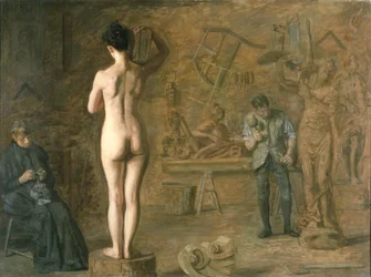 William Rush (1756-1833) udskærer sin allegoriske figur af Schuylkill-floden