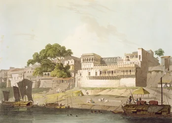 En del af byen Patna ved floden Ganges, fra »Oriental Scenery: Twenty Four Views in Hindoostan«, 1795