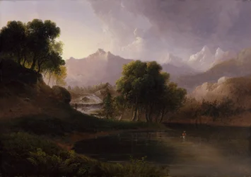 Landskab med bæk og bjerge, 1833.