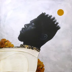 Hair Towards The Sun III, 2023 (blandede medier på lærred)