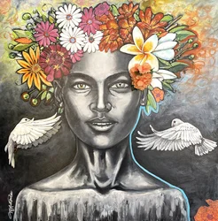 Smoking Beauty, 2018 (blandede medier på lærred)