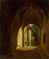 En hvælvet sal på Scharfenberg Slot nær Dresden
