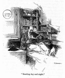 Portræt af kaptajn Joshua Slocum (1844-1909), som foretog den første sejltur i verden i 1895. Tegning af Thomas Fogarty (1873-1938) 20. århundrede