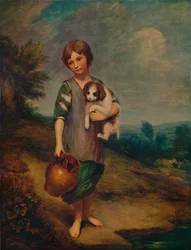 Hyttepige med hund og kande, 1785, 1935