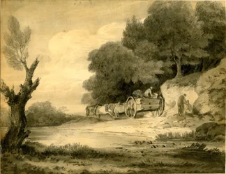 Figurer med vogn i vejkanten tegning af Thomas Gainsborough