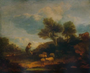 Landskab med får, 1700-tallet, 1935