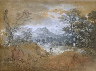 Landskab med en vej ved kanten af en skov, 1760-1765