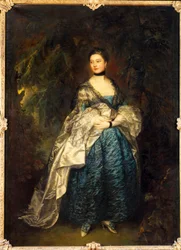 Portræt ved foden af Lady Gertrude Alston (1732-1807) Maleri af Thomas Gainsborough (1727-1788) 1700-tallet søn. 2,28x1,66 m