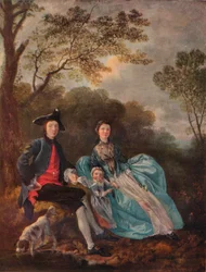 Portræt af kunstneren med hans hustru og datter, c1748