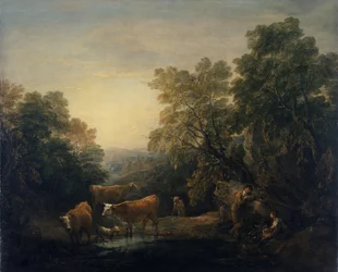 Klippelandskab med Hagar og Ismael (olie på lærred)