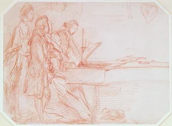 Study for a Group Portrait of a Musical Party, ca. 1770 (rødt kridt på papir)