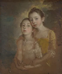 Malerens døtre med en kat, ca. 1760-1 (olie på lærred)