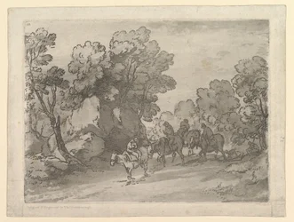 Skovklædt landskab med ryttere, 1. august 1797.