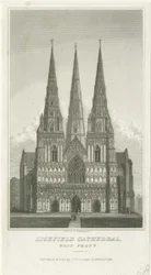 Lichfield Cathedral - West Front: gravering, nd [c 1833] (tryk)