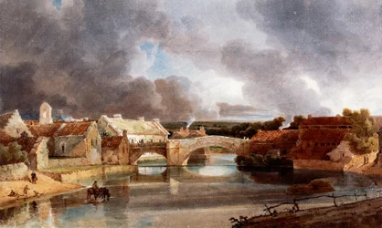 Morpeth Bridge, omkring 1802 (blæk og akvarel)