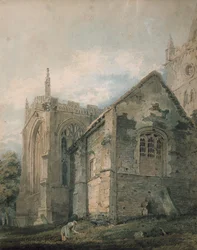 The Ancient Charnel House, Holy Trinity Church, Stratford-upon-Avon (akvarel over indikationer i grafit, rørt med rørpennen)