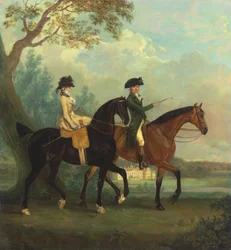 Marcia Pitt og hendes bror George Pitt, senere anden Baron Rivers, Rider i parken ved Stratfield Saye House, Hampshire