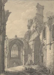 Transept af Melrose Abbey, 1778 nær Old Melrose på floden Tweed, Roxburgh