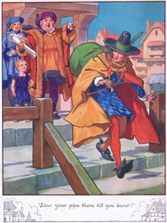 "Blæs i din pibe, indtil du sprænger!" (farvelitografi)