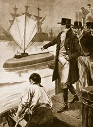 Robert Fulton i Frankrig viser sin ubåd 