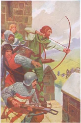 Der begyndte nu en belejring af Uterysdale, som varede i flere uger (farvelitografi).