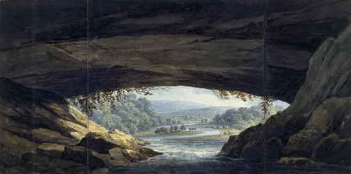 Det indre af grotten i Porth yr Ogof (akvarel på papir)
