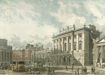 A View of Bank of England, indgraveret af Daniel Havell (1785-1826), pub. 1816 af Ackermanns 