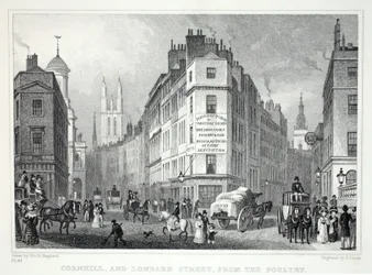 Cornall og Lombard Street, fra Poultry, fra 