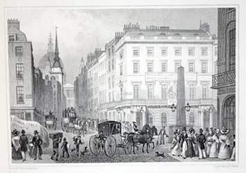 Ludgate Hill, set fra Fleet Street, fra puben "London and it