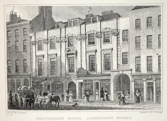 Shaftesbury House, Aldersgate Street, fra pubben 
