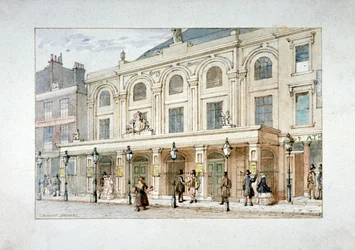 Surrey Theatre og Surrey Coffee House på Blackfriars Road, Southwark, London, c1835