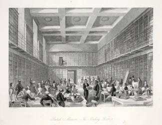Læsesalen og biblioteket på British Museum, fra pubben 