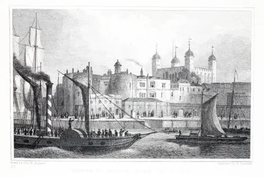 Tower of London set fra Themsen, fra puben 
