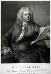 George Frederick Handel (1685-1759), indgraveret af William Bromley (1769-1842), til Doctor Arnolds udgave af hans (Handels) værker, pub. 1789