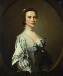 Portræt af en dame i Van Dyck-kjole (olie på lærred)
